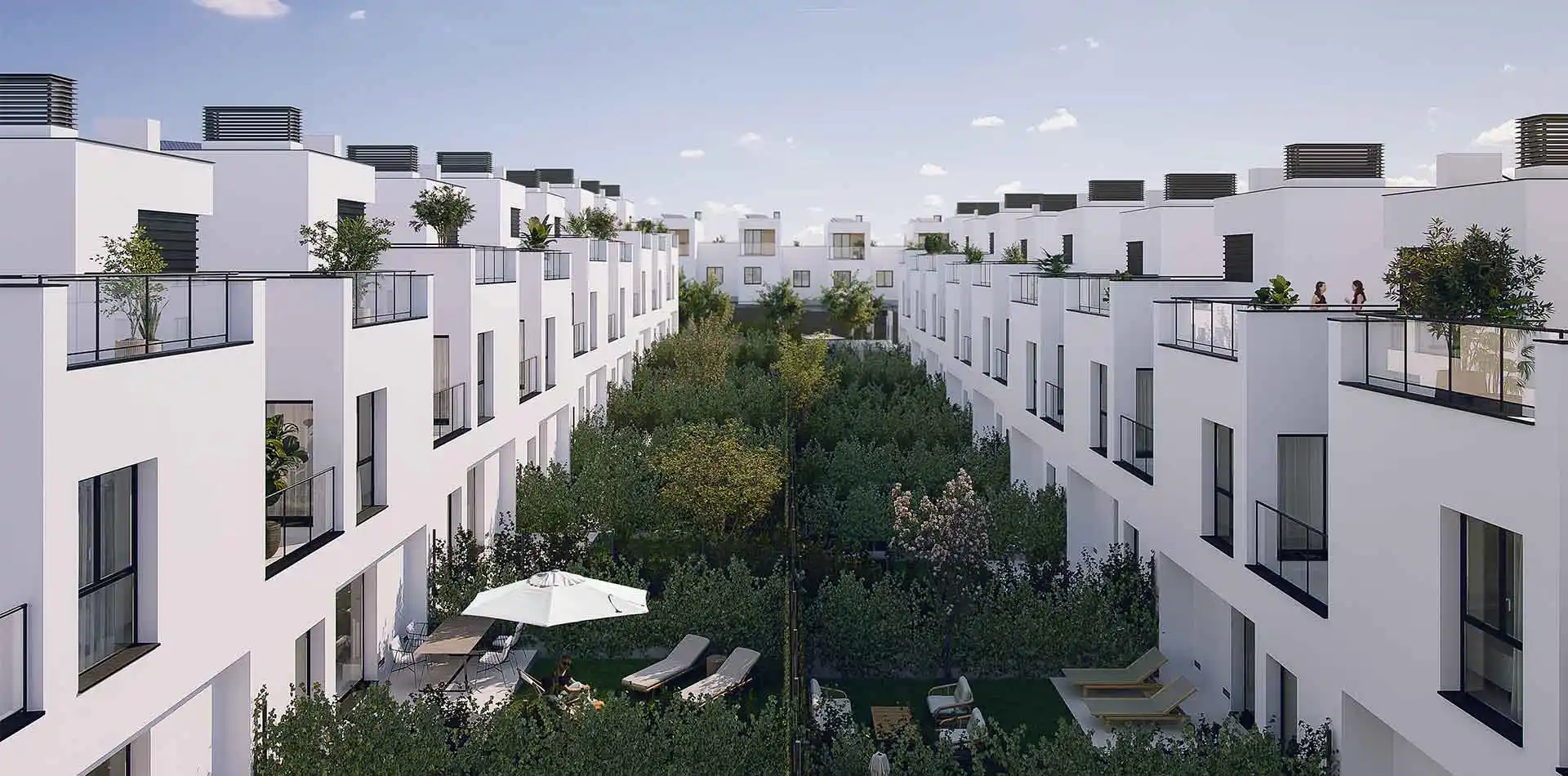 Vista aérea de jardines de los chalets de iKasa Cassia