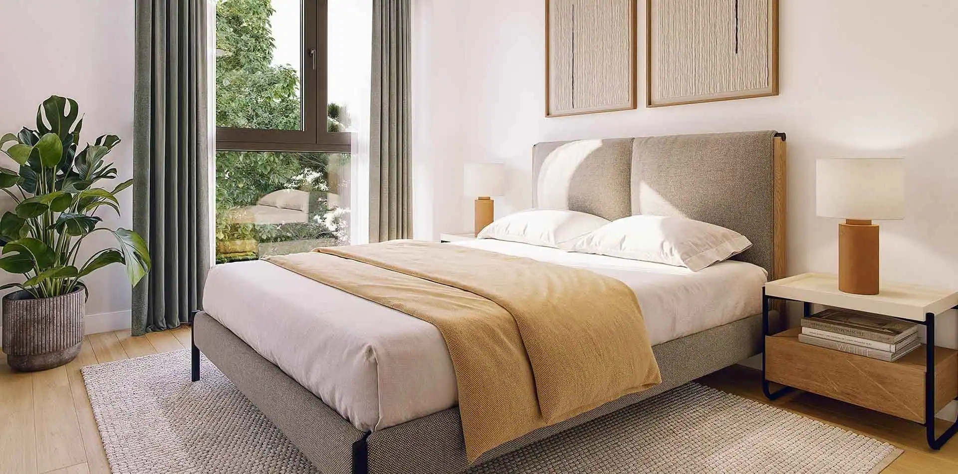 Dormitorio con cama en la promoción iKasaClass Alcea