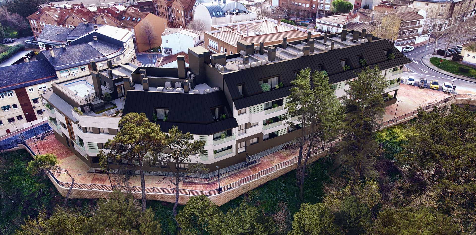 Vista aérea de la promoción de viviendas iKasaClass Alcea
