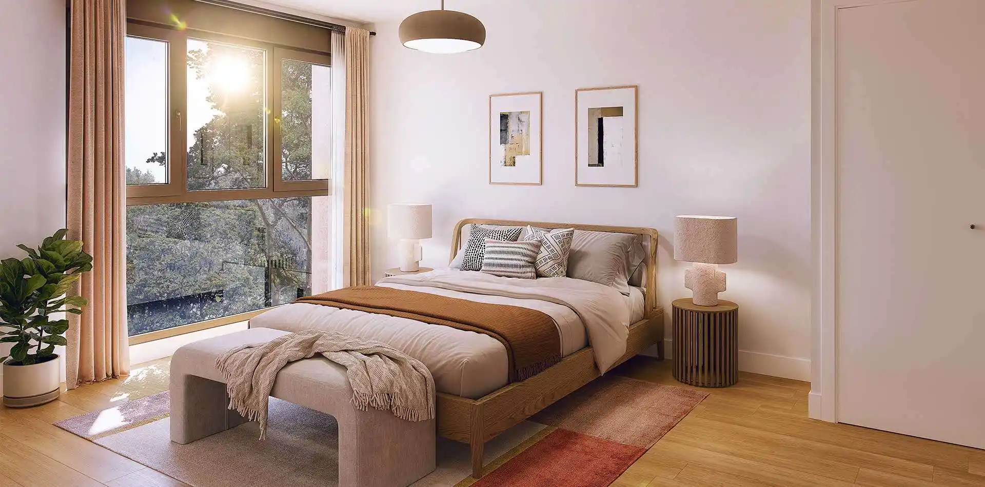 Amplio dormitorio con cama grande de la promoción iKasaClass Alcea
