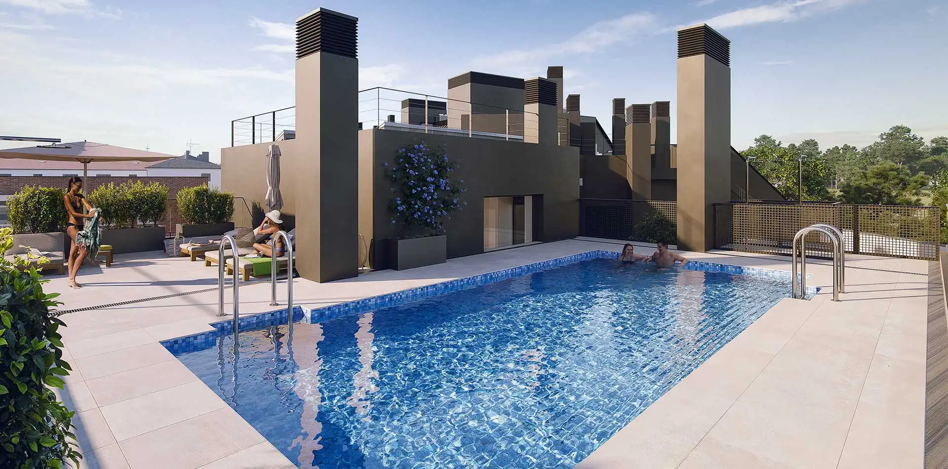 Piscina en la azotea de la promoción iKasaClass Alcea
