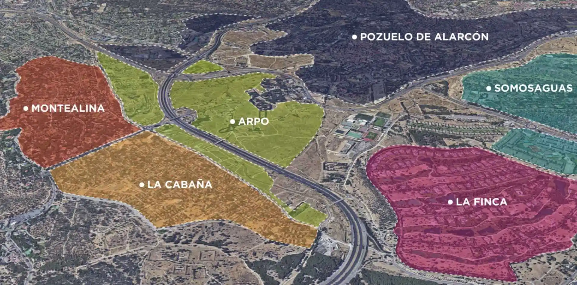 Mapa ilustrativo y por colores de Pozuelo de Alarcón y alrededores