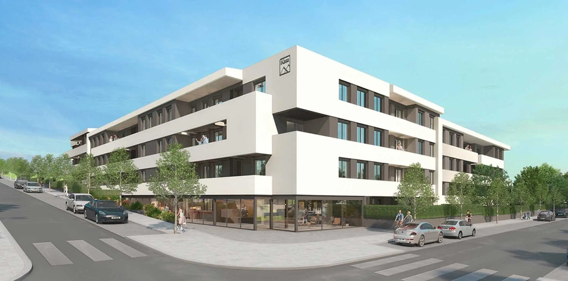 Vista de la fachada principal de la promoción de viviendas Panoramic II en ARPO - Pozuelo